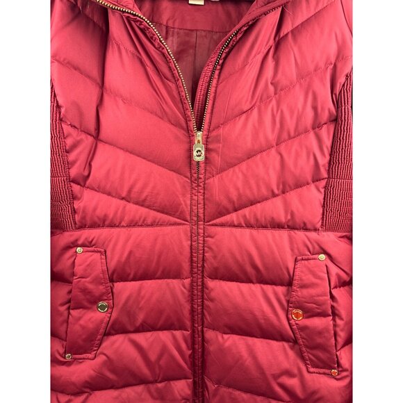 Michael Kors Red Puffer Jacket with Faux Fur Hood - Picture 2 of 6